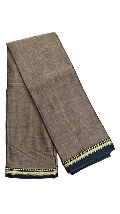 Narayanpet Cotton Saree -Gray With Black Thread Border