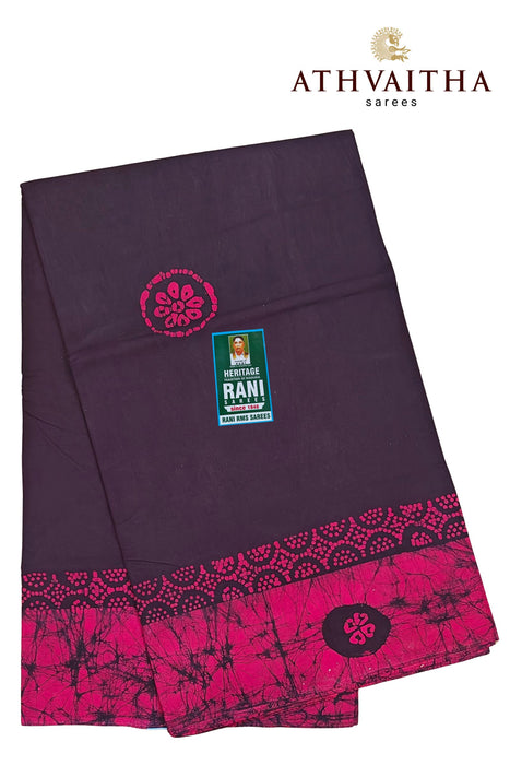 Rani Sungudi Cotton Without Zari Border - Plain Moodupani