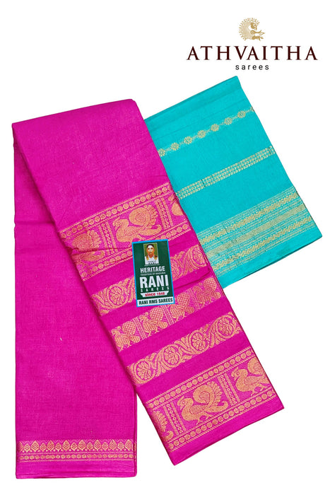 Rani Sungudi Sarees 120's Lotus Self Fancy Doubleside Border With Blouse