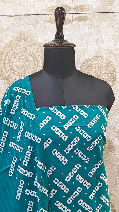 Rani Sungudi Cotton Salwar Material - RamaGreen