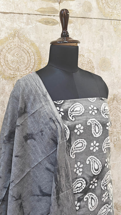 Rani Sungudi Cotton Salwar Material - Grey