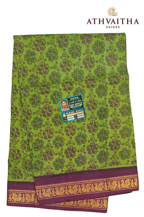 Sungudi Cotton Contrast Doubleside Zari Border With Flower