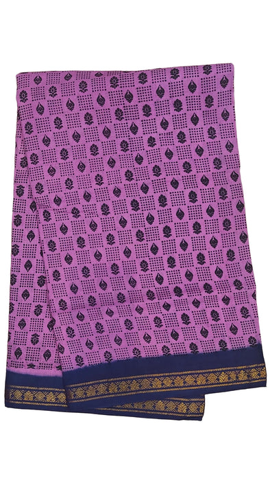 Rani Sungudi Cotton Sarees Double Side Zari Border Dot Flower -Majanta-Blue