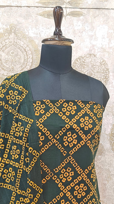 Rani Sungudi Cotton Salwar Material - BottleGreen