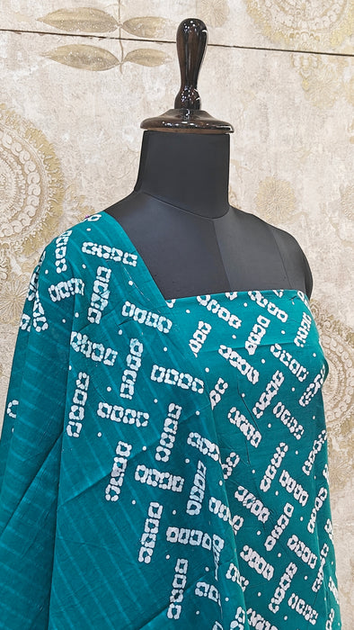 Rani Sungudi Cotton Salwar Material - RamaGreen