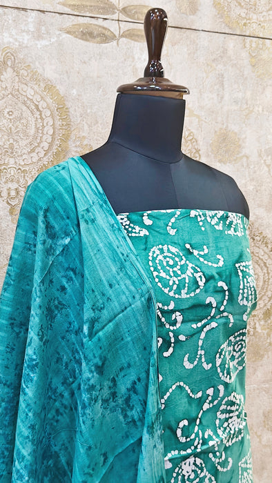 Rani Sungudi Cotton Salwar Material - RamaGreen