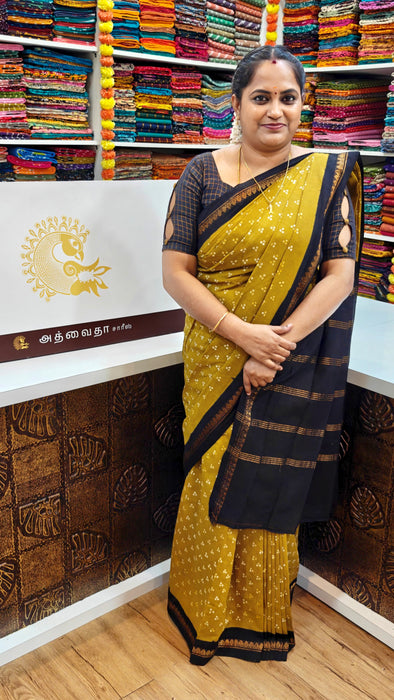 Rani Sungudi Cotton 3 Dot With Doubleside 1inch Contrast Border