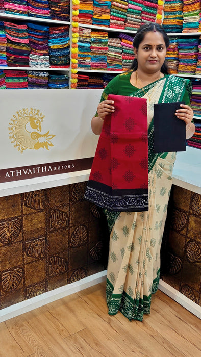 Rani Sungudi Cotton Sarees  Without Zari Kolam Design