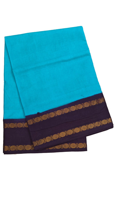 Rani Sungudi Cotton Saree Plain Rudhraksham contrast Border - 9.50Yards Madisar