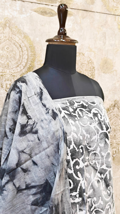 Rani Sungudi Cotton Salwar Material - Grey