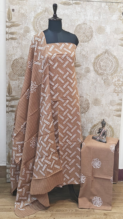 Rani Sungudi Cotton Salwar Material - Biscuit