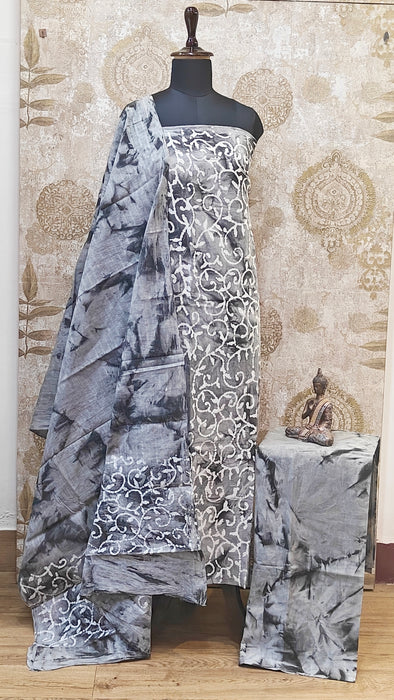 Rani Sungudi Cotton Salwar Material - Grey