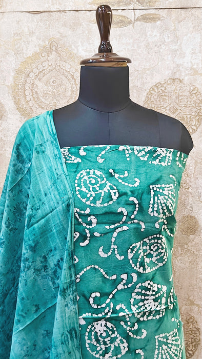 Rani Sungudi Cotton Salwar Material - RamaGreen