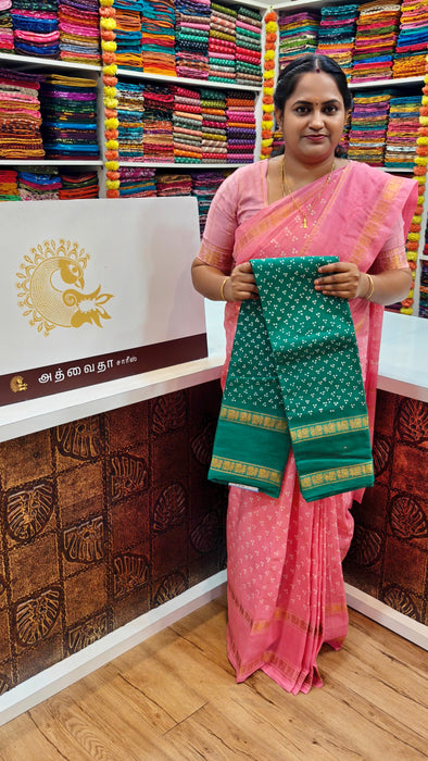 Rani Sungudi Cotton Doubleside Self Annamayil Border Three Dot