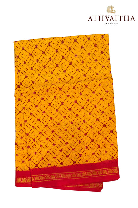 Madurai Sungudi Sarees Small Diomand Shape With Contrast Doubleside Zari Border