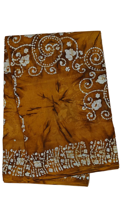 Rani Sarees Cotton Sarees With Blouse Hand Art Wax Print-Mustard
