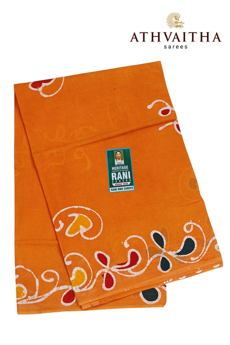 Rani Sarees Premium Cotton Sarees With Blouse - Hand Painted