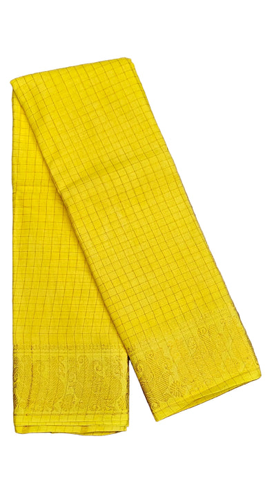Sungudi Cotton Zari Checks Saree – Handcrafted Elegance from Madurai -Yellow