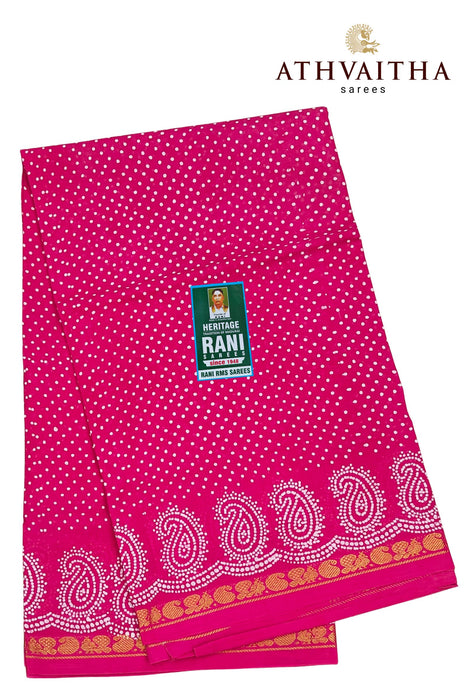 Rani Sungudi Saree Doubleside 1inch Border Self - Mango