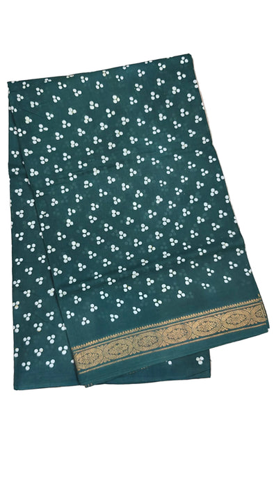 Rani Sungudi Cotton Saree Oneside Border Self-BottleGreen