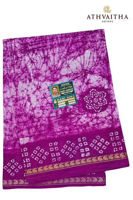 Rani Sungudi Madurai Cotton Shibori With Contrast 1inchZari Border  - 10.5Yards Madisar