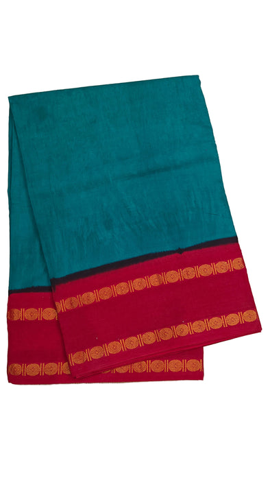Rani Sungudi Cotton Saree Plain Rudhraksham contrast Border - 9.50Yards Madisar
