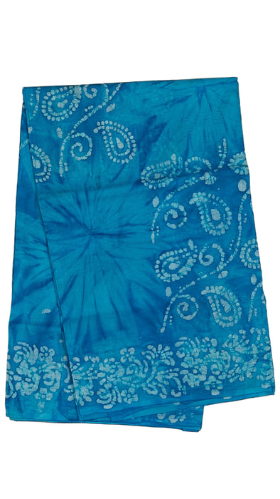 Rani Sarees Cotton Sarees With Blouse Hand Art Wax Print-Sky Blue