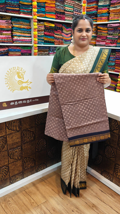 Rani Sungudi Cotton Saree One Side Small Border - Flower Dot