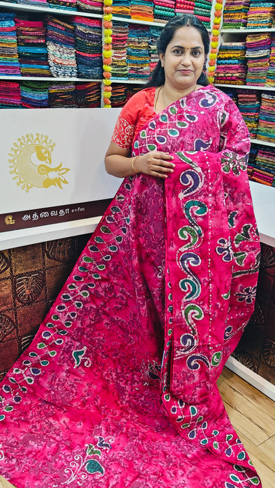 Rani Sungudi Cotton Sarees Without Zari Bathic Art