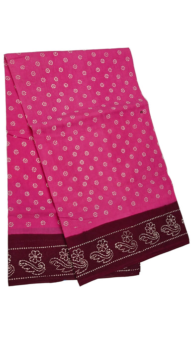 Rani Sungudi Cotton Sarees  Without Zari Flower Dot With Blouse