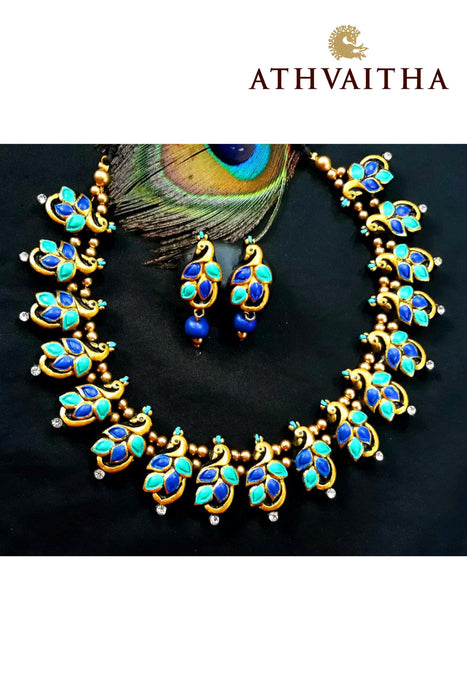 Ethnic Peacock Terracotta Necklace