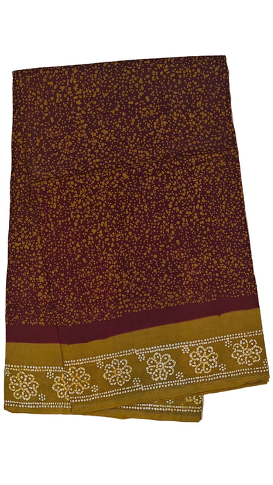 Rani 120's  Sungudi Cotton Sarees Without Zari Border Thelicha Print-OliveGreen