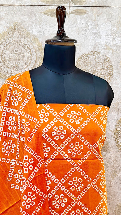 Rani Sungudi Cotton Salwar Material - Orange