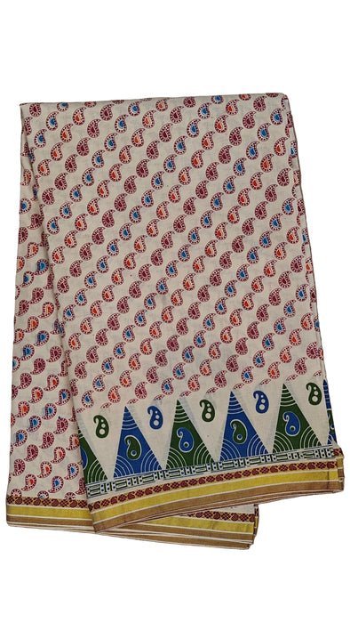 Rani Sungudi Cotton Sarees Double Side Border Cross Mango-Offwhite
