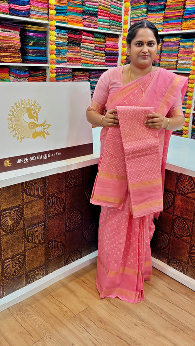 Rani Sungudi Cotton Doubleside Self Annamayil Border One Dot