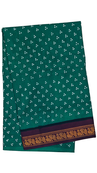 Rani Sungudi Cotton Saree One Side Border 3Dot-Green-Purple