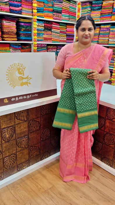 Rani Sungudi Cotton Doubleside Self Annamayil Border One Dot
