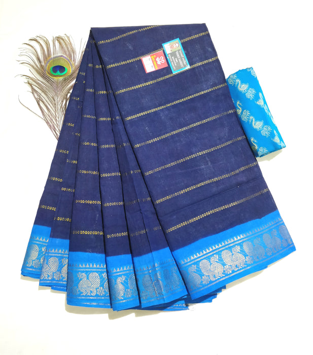 Rani Veldhari 120's - Royal Blue With Ink Blue