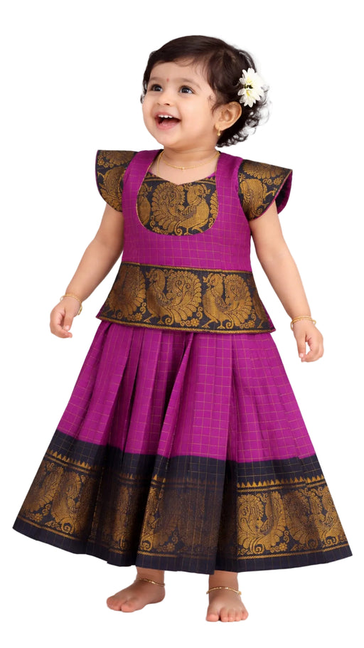 Girls Pavadai Sattai with Gold Zari