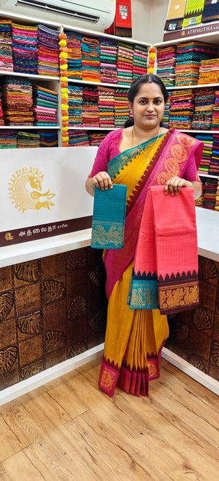 Rani Sungudi Cotton Sarees Zari Checks Ganga Jamuna Border