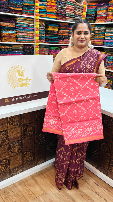 Rani Sungudi Saree Doubleside 1inch Border Self - Fancy Chakra Bandini