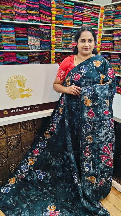 Rani Sungudi Cotton Sarees Without Zari Bathic Art