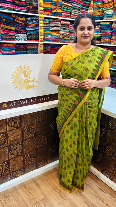 Rani Sungudi Cotton Sarees Small Zari Border Self Rangoli