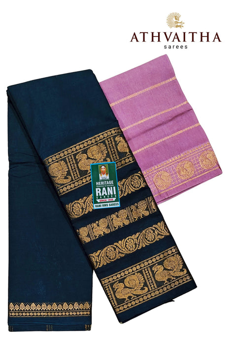 Rani Sungudi Sarees 120's Lotus Self Fancy Doubleside Border With Blouse