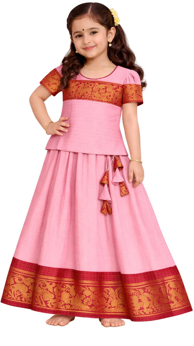 Kids Traditional Pattu Pavadai Sattai Cotton