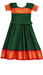 Bottle Green Sungudi Cotton Girls Dress