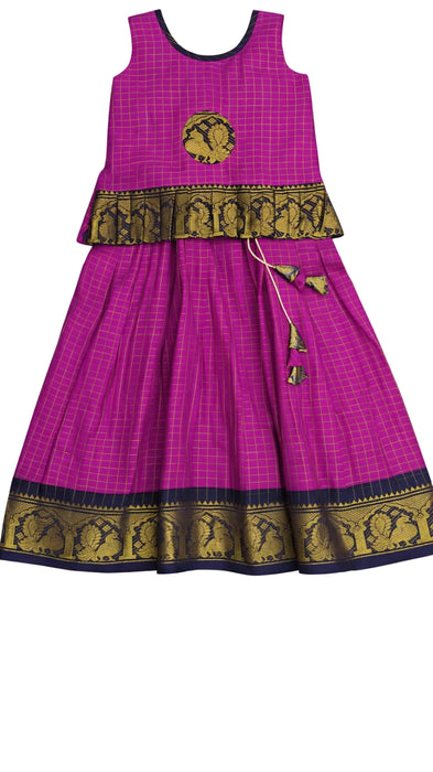 Magenta Pink Kids Pavadai Sattai Set