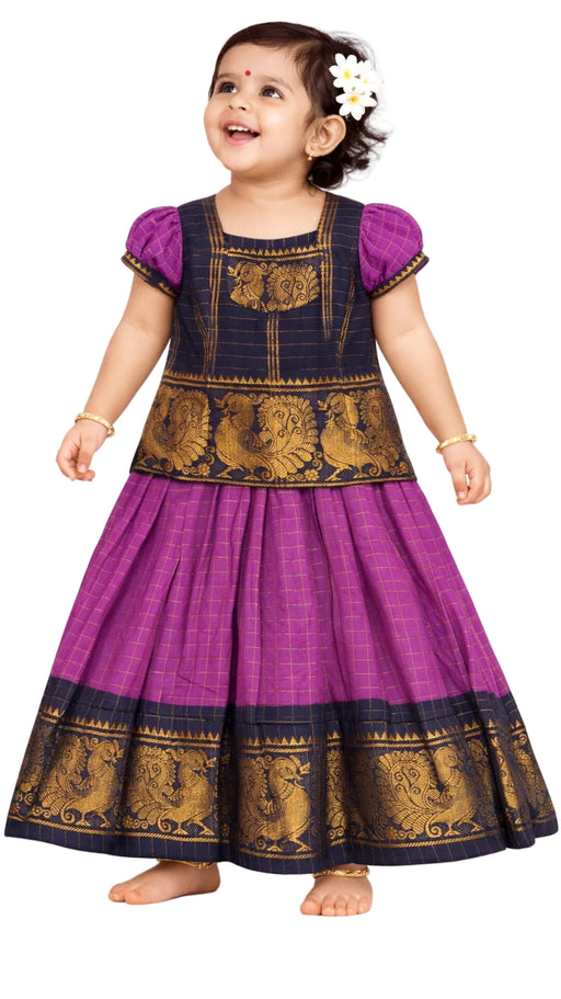 Magenta Pink Kids Pavadai Sattai Set
