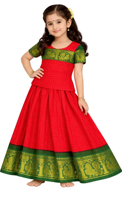 Stitched Sungudi Cotton Girls Ethnic Dress