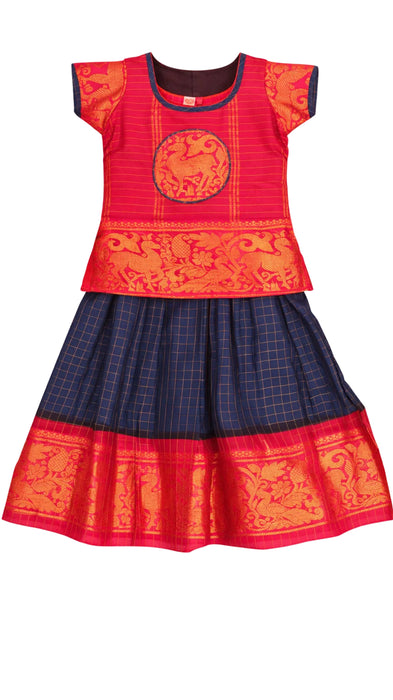 Multi Color Sungudi Cotton Pavadai Sattai